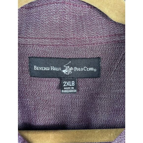 Western Button Up Shirt Mens Size 2XL Short Sleeve Burgundy Casual Shirt - Picture 3 of 12